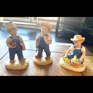 Homco Denim Days Child Ceramic Figures Set Of 3